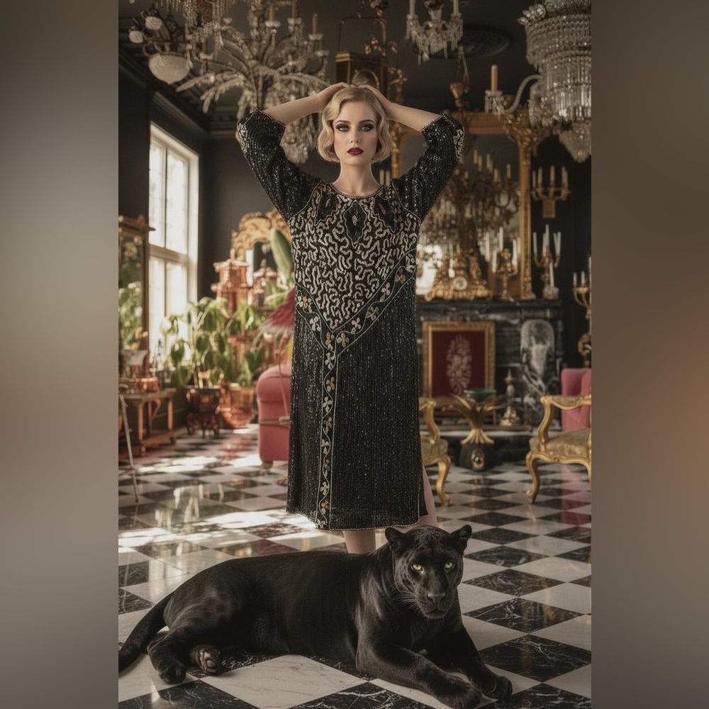 Vintage silk sequin dress